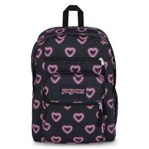 JanSport Big Student Backpack Happy Hearts Black 15" Laptop Pocket